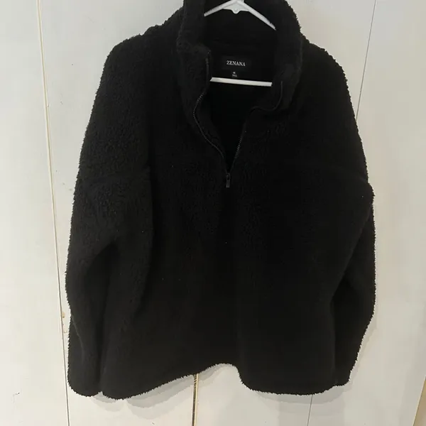Zenana Black Fleece Pullover Quarter Zip - Image 2