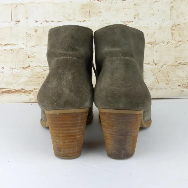 Madewell 1937 Sandstorm Suede Leather Lace-up Ankle Booties 7.5 Tan Block Heel - Image 7