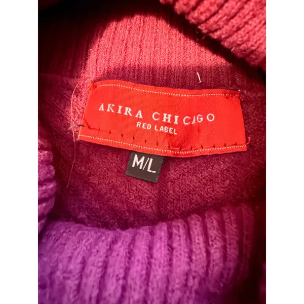 Akira Chicago Sweater Dress Womens M/L Burgundy‎ Cowl Neck Ribbed Knit Mini - Image 3