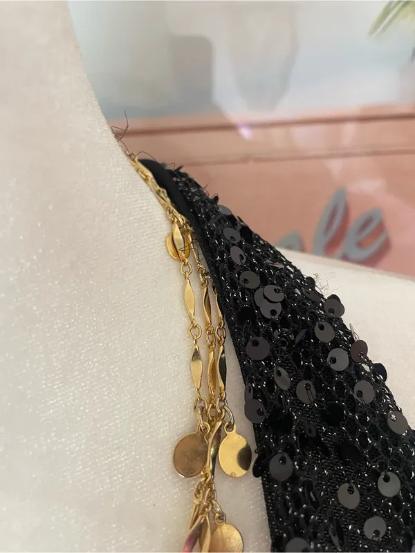 Babyboo Lorena Sequin Cowl Halter Lined Maxi Dress Black Large - Image 11