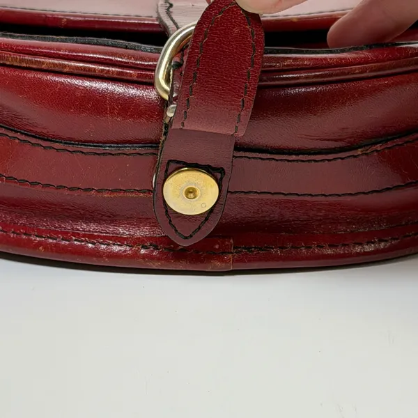 Ann Taylor Vintage Burgundy Leather‎ Saddle Bag Crossbody Made in Italy Classic - Image 4