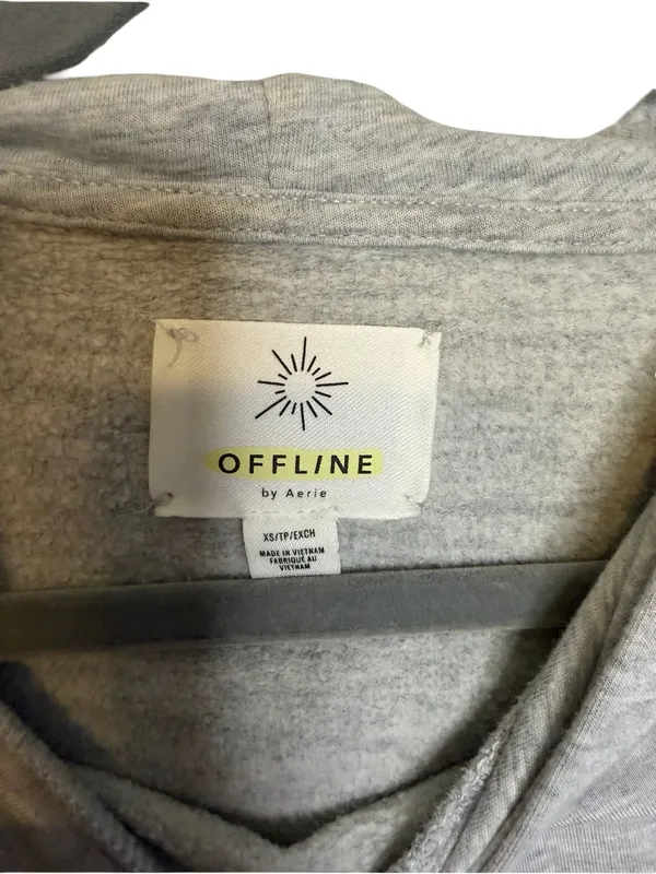 🌫️ Offline by Aerie Gray Fleece Hoodie Pullover Size XS 🌫️ - Image 3