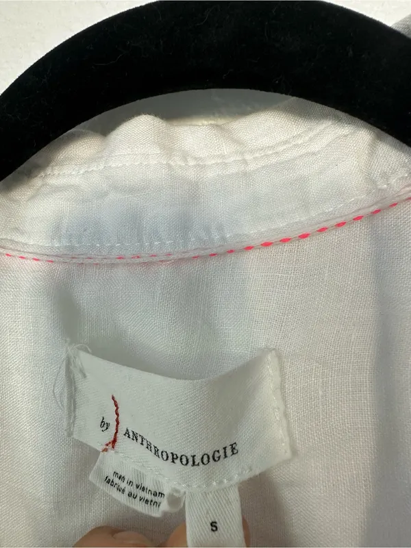 By Anthropologie White Linen Shirt Dress Long Sleeve Coastal Chic Quiet Luxury - Image 3