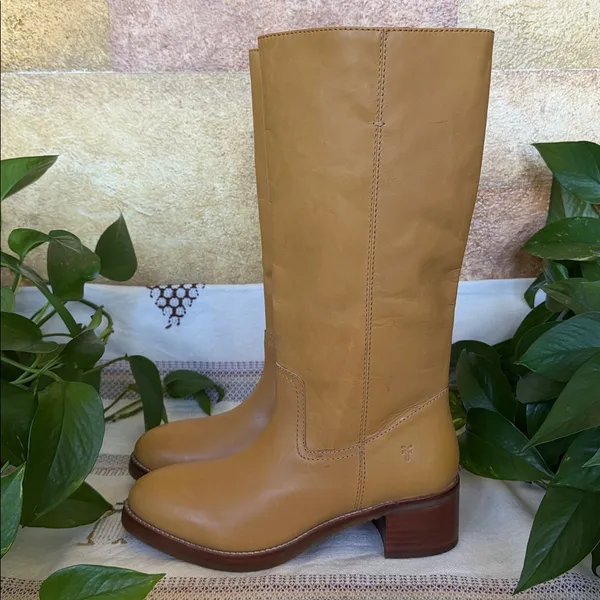 NEW Frye Women’s Camryn Leather Tall Pull-On Banana Knee-High Heel Boots Size 10 - Image 5