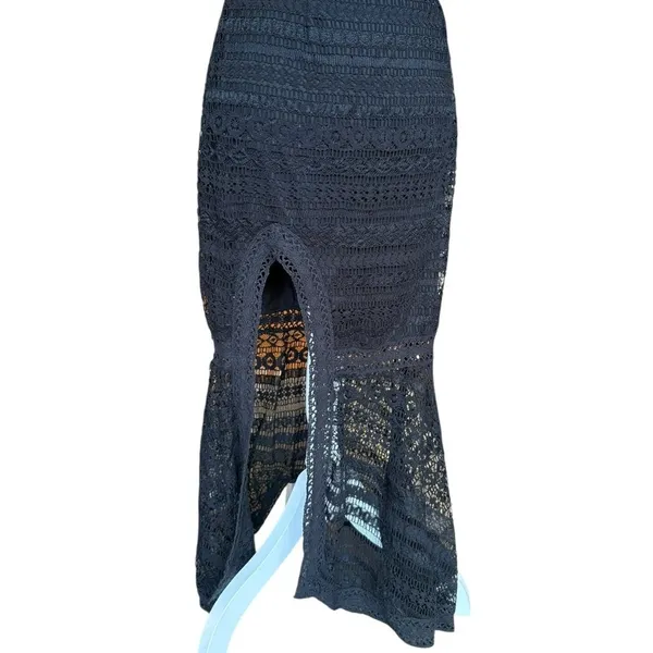 Lulus Absolute Elegance Black Lace Sleeveless Midi Dress Slit Womens Small NEW - Image 6