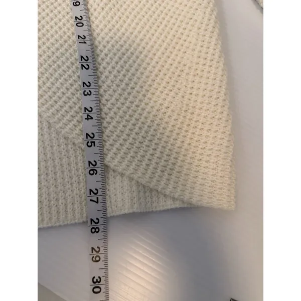Kate and Sam Overlap Sweater Women’s L Ivory Cowl Neck Waffle Knit Cape Split‎ - Image 8
