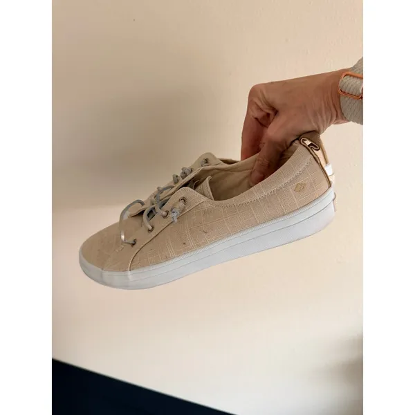 Sperry Top Sider Women's Canvas Sneakers Tan‎ Lace Up Comfort Shoes Size 11M - Image 3