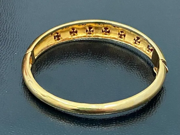 Gold Over  925 Signed Garnet Stones Hinged Bangle & Ring Set - Image 15
