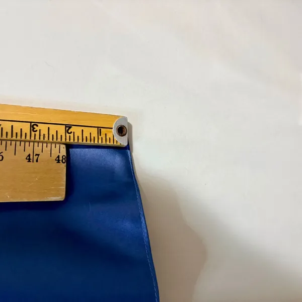 Miss Veil Satin Tea Length Dress Double V Neck Bow Detail Pockets NWT Blue Small - Image 8