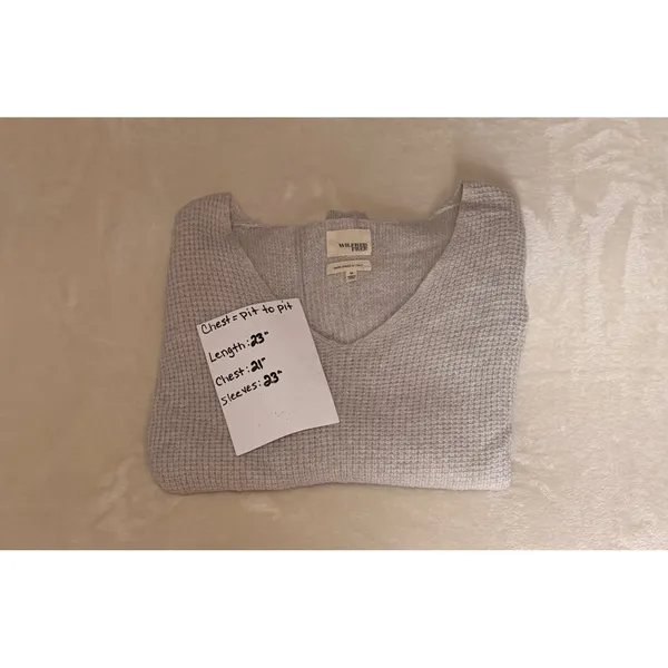 Wilfred Free Wolter Aritzia Gray V-Neck Waffle Knit Wool Pullover Sweater M - Image 7