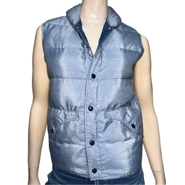 Miller Vintage Women’s Size XS Denim Blue Goose Down Snap Up Puffer Vest - Image 2