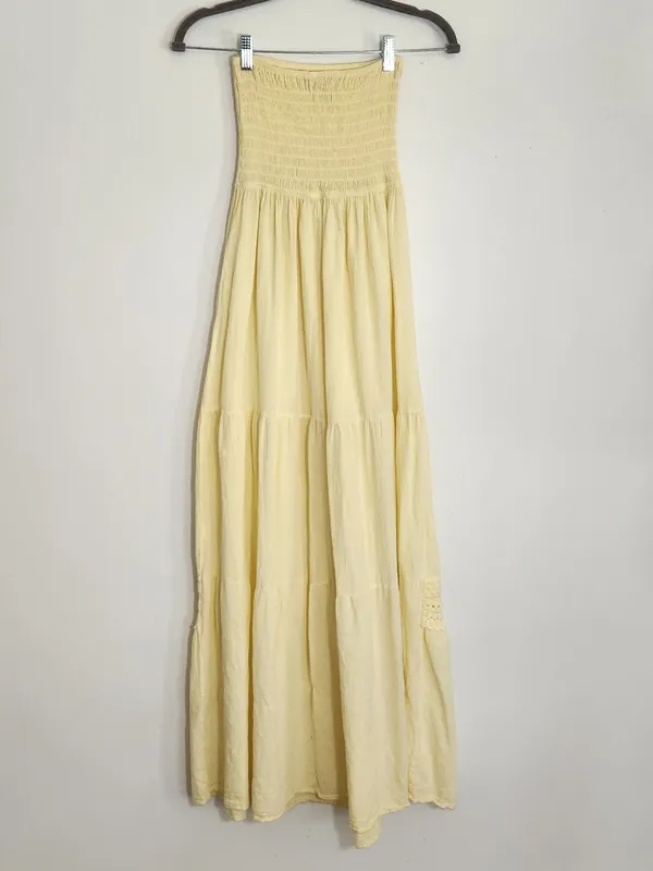 Sea Spice Yellow Boho Strapless Maxi Dress Size XL - Image 4