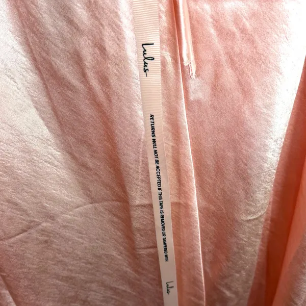 NEW Lulus Magnificence Blush Pink Glossy Satin Backless Halter Maxi Dress Large - Image 12