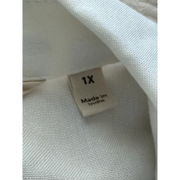 Soft Surroundings Beaded Top Womens 1X White Embroidered Blouse‎ Shirt Button Up - Image 4
