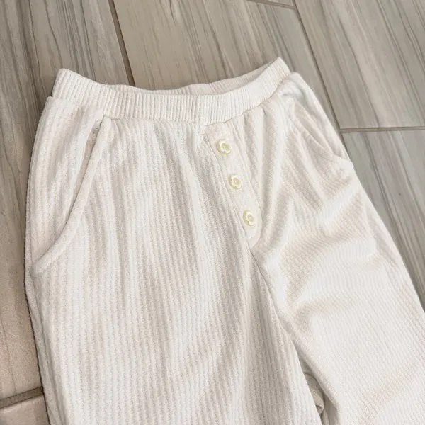 Dippin Daisys Staying In Pants Size M White Waffle Knit Jogger Pajama Coquette‎ - Image 4