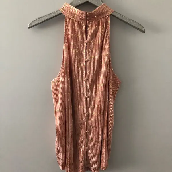 Anthropologie Vickie Halter Top Peach and Metallic Gold NEW - Image 7