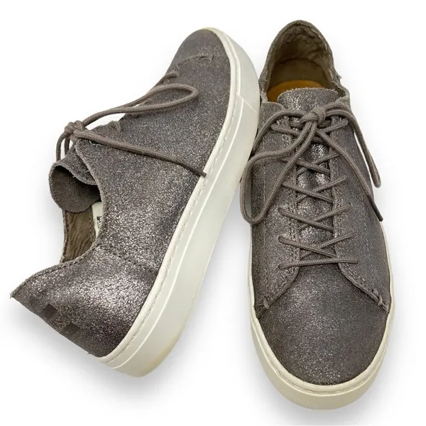 TOMS Lenox Pewter Metallic Leather Casual Lace Up Women's Sneakers Size 8.5 - Image 10