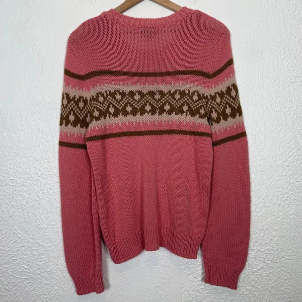 A.P.C. Elizabeth Alpaca Blend Fair Isle Knit Sweater Jumper Pink Size Medium - Image 2