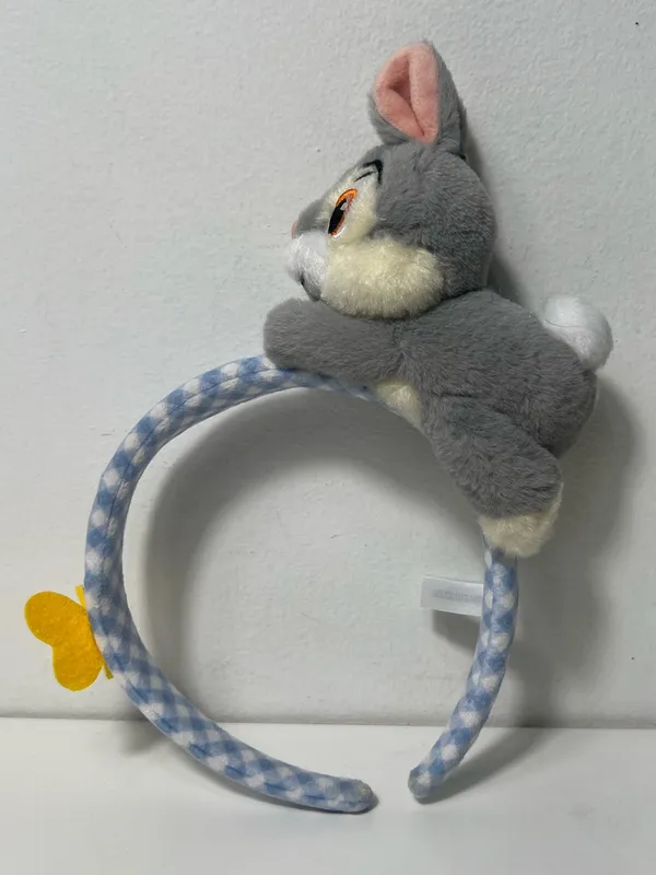 Tokyo Disney Resort Thumper Bambi Gingham Plush Headband Ears W/ Butterfly - Image 4