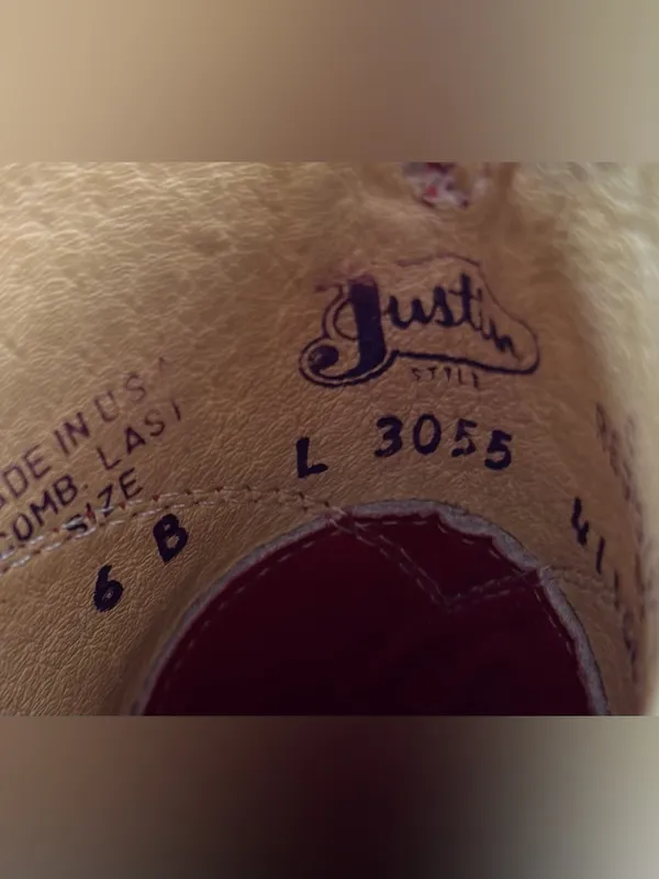 Justin Boots 6 Cowgirl Red Leather Heeled Cowgirl Boots - Image 6