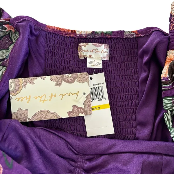 Band of the Free Aimee Purple Floral Puff Sleeve Mini Dress Women’s Size Medium - Image 5