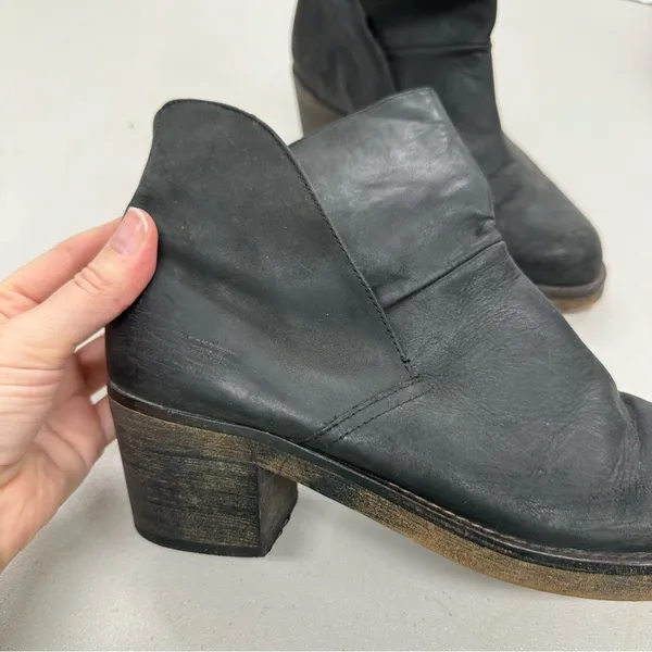 Free People Brooks Black Leather Distressed Ankle Boots Womens 38 Fall Boho - Image 5