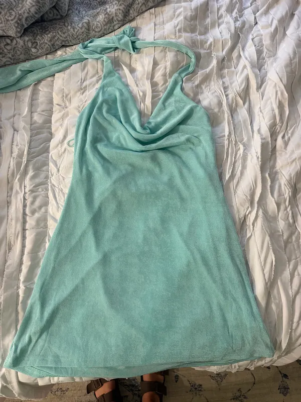 Blue Drop Neck Dress - Image 2