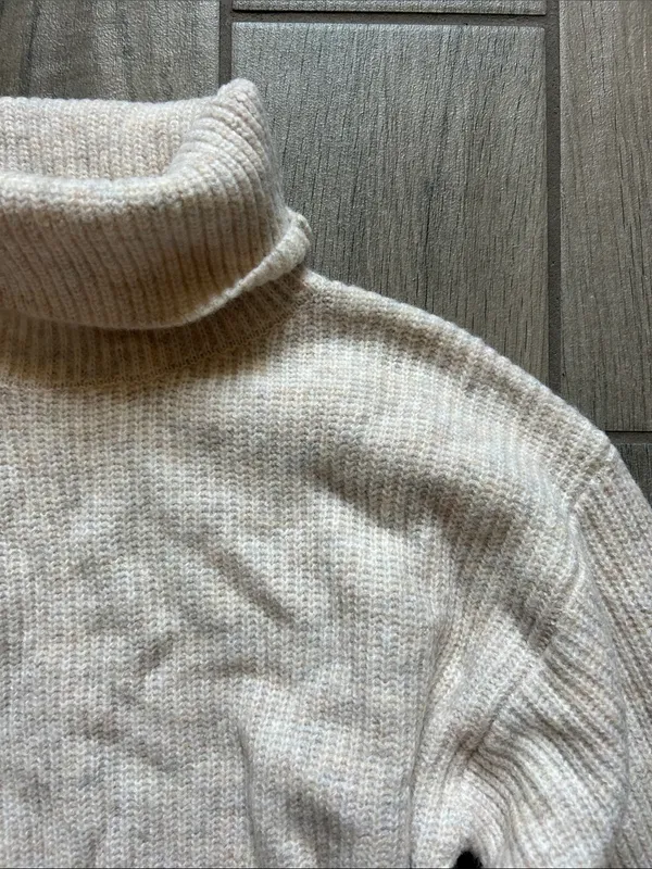 MOTF Cream Ribbed Turtleneck Mini Dress - Image 3