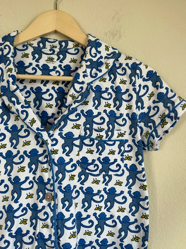 Roller Rabbit Monkey Print Short Sleeve Button Down Pajama Top - Image 4