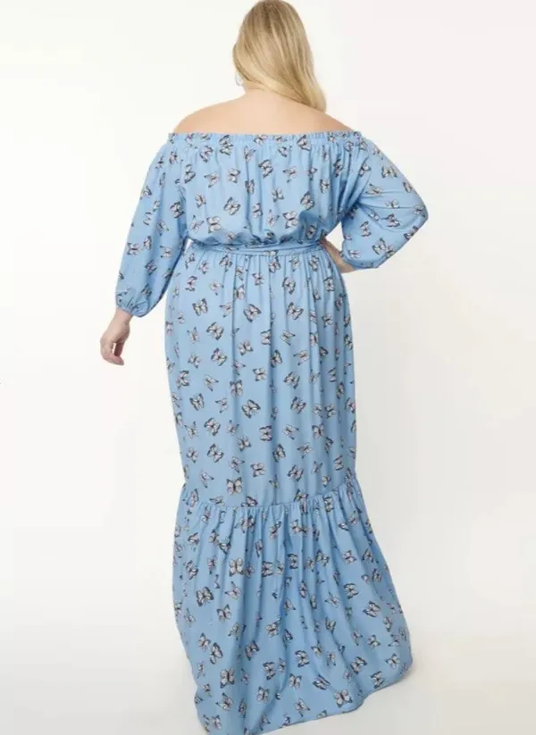 Unique Vintage Blue & Butterflies PLUS SIZE Sweet Escape Maxi Dress NWT | 2XL - Image 2