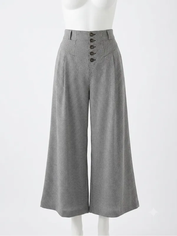 Anthropologie Maeve houndstooth plaid pleated wide-leg crop pants - Image 8