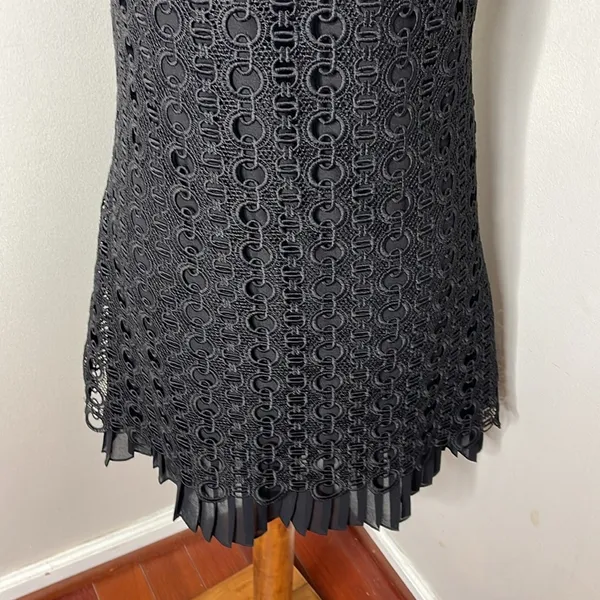 Sandro Lace Crochet Embroidered Franck‎ Mini Dress Sleeveless Ruffle Pleated Hem - Image 7