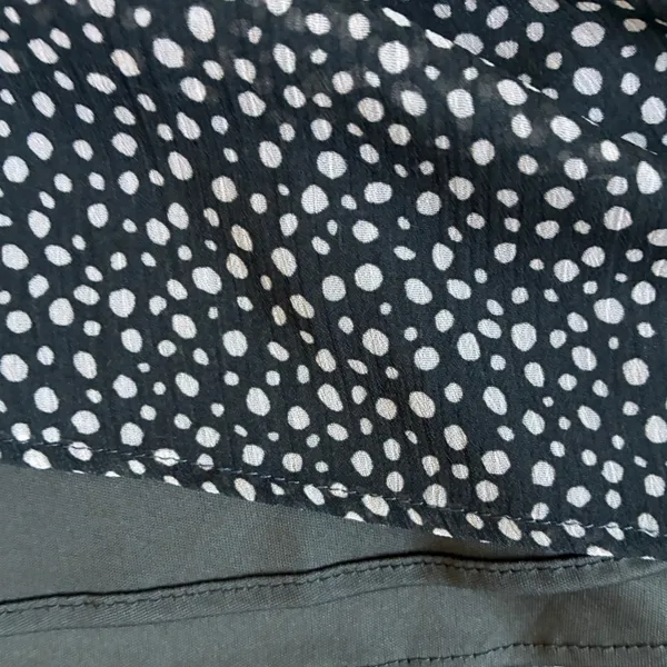 Zara Womens Green Cream Polka Dot Smocked‎ V-Neck Mini Dress L - Image 13