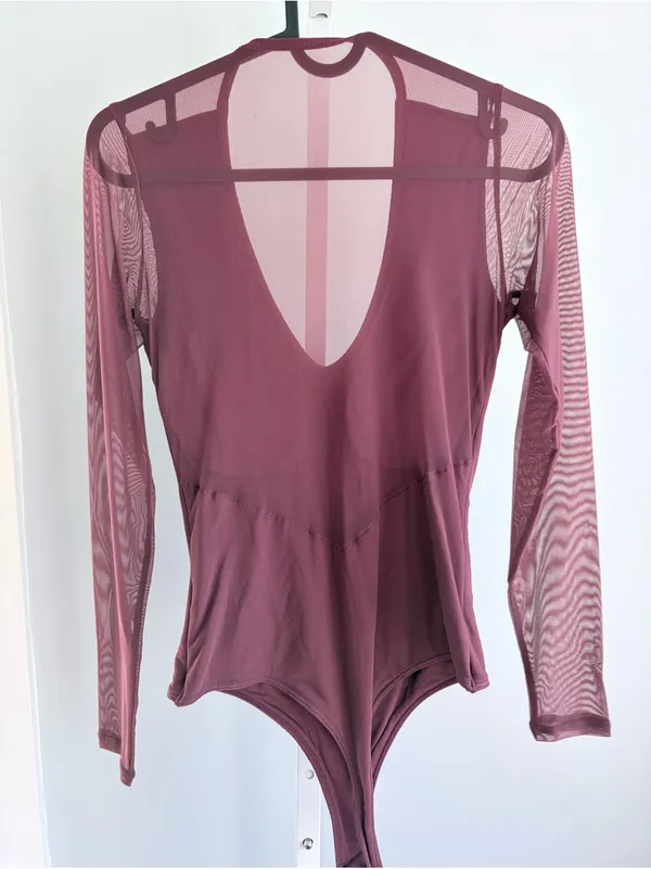 Klassy Network Mauve Mesh Long Sleeve V-Neck Bramisuit Size S - Image 3