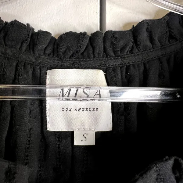 Misa Los Angeles Lilian Eyelet Mini black 100% cotton dress size S - Image 5