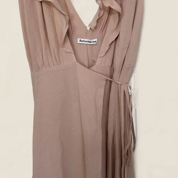 Reformation autumn wedding guest flowy ruffle maxi dress size large - Image 7
