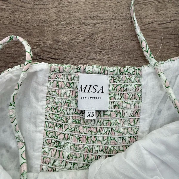MISA pink and green‎ eyelet mini dress size xs - Image 3