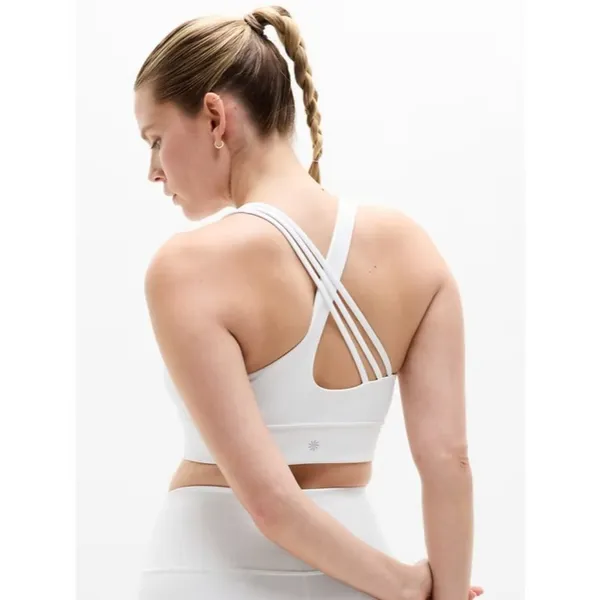 Athleta M Train Free Longline Sports Bra Bright White Medium D-DD - Image 2
