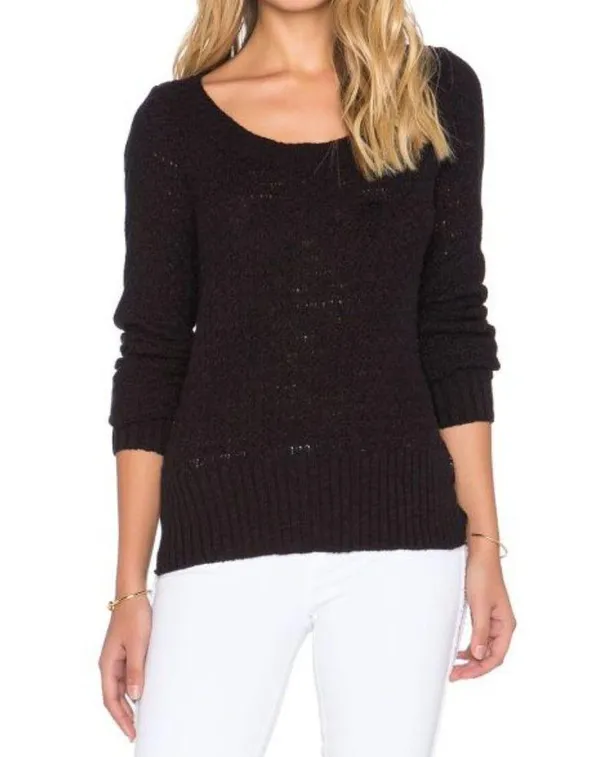 Bow Back Pullover Knit Sweater Open Cut-Out Cropped Back Backless S - Image 3