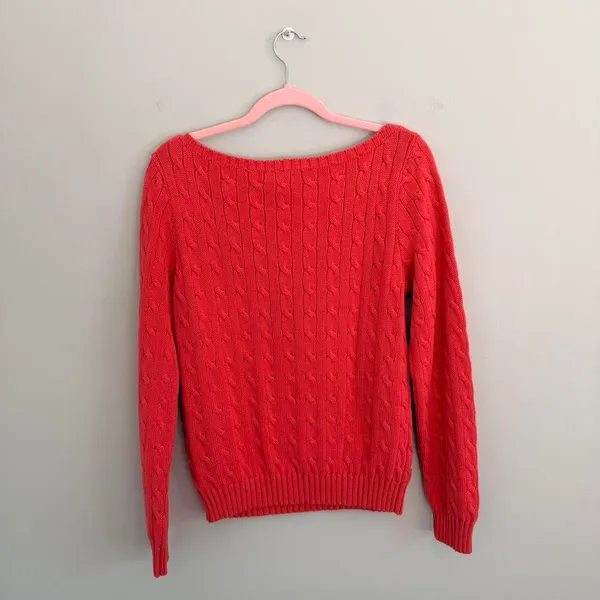 Orange Ralph Lauren‎ Boat Neck Cable Knit Sweater - Image 6
