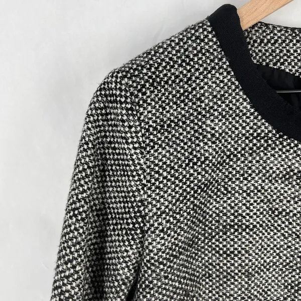 Stile Benetton Blazer Womens S Black White Tweed Casual Office Work‎ Snap Front - Image 3