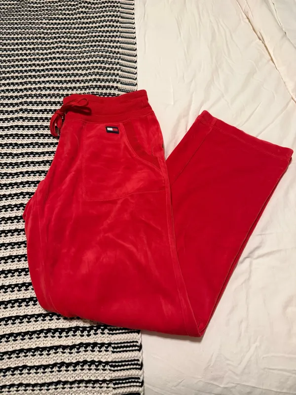 Tommy Hilfiger Red Velour Sweatpants - Image 3
