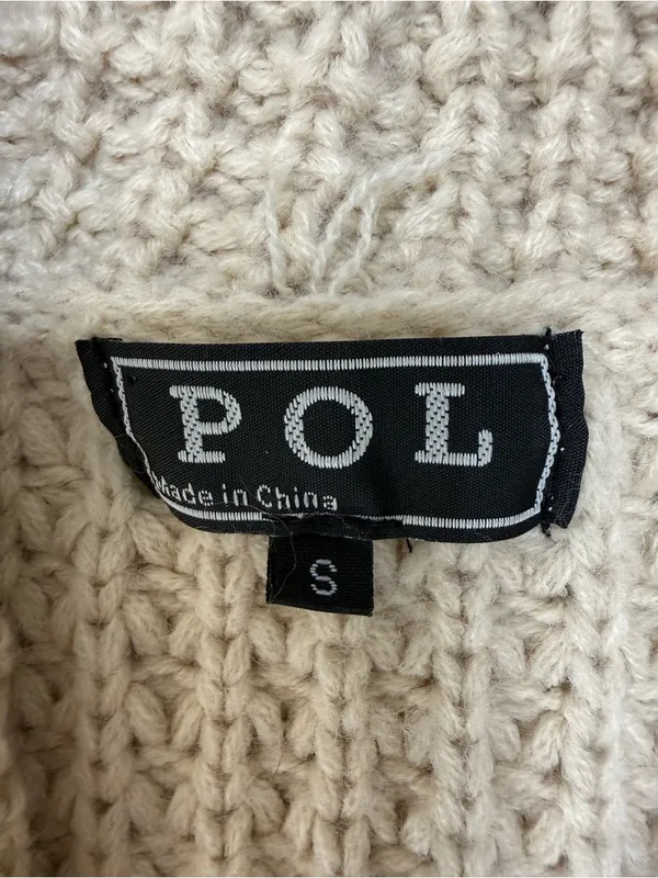 POL Anthropologie Waffle-Knit Shawl Collar Cardigan - Cream Beige size Small - Image 5