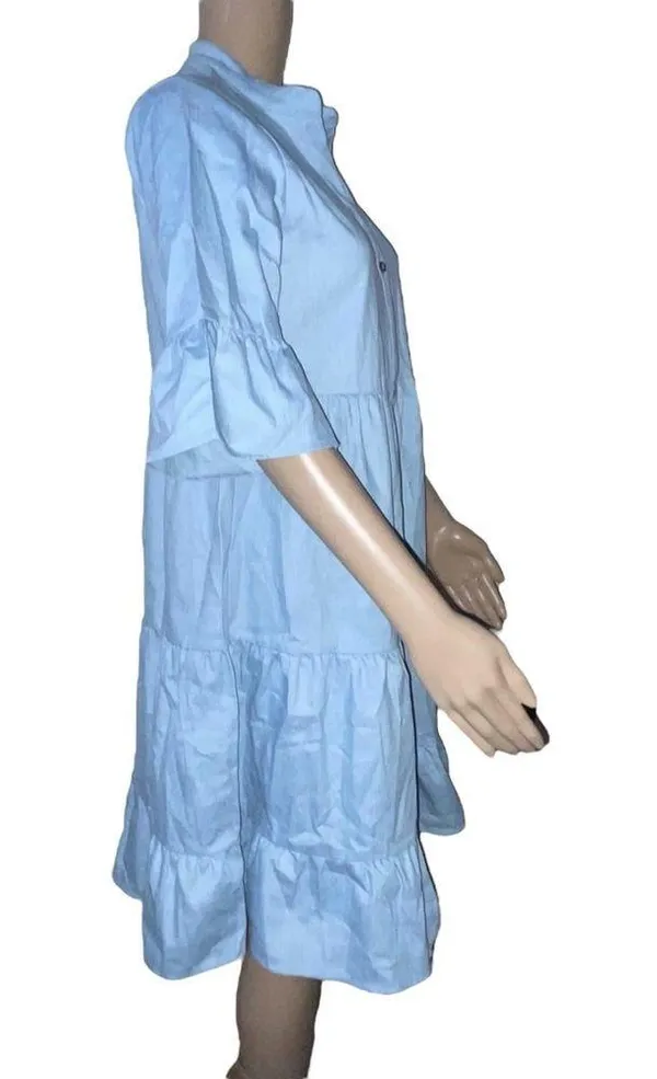 Buttoned front tiered mini dress - Image 6