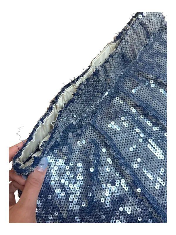 Free People EastNWestLabel Sequin Tassel Navy Mini Skirt Small Festival Western - Image 5