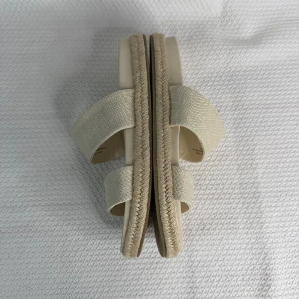 Cushionaire Niles Cream Espadrille Platform Slide Sandals Womens 8.5W Beige - Image 5