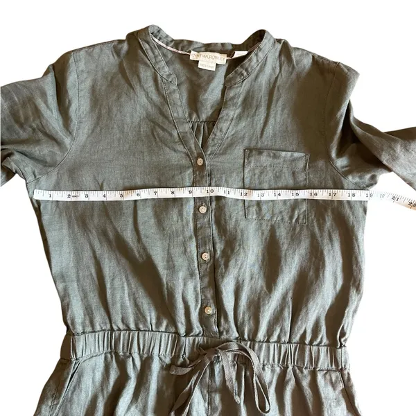 Cynthia Rowley 100% Linen Utility Romper Minimalist‎ Lagenlook Army Green Sz M - Image 4