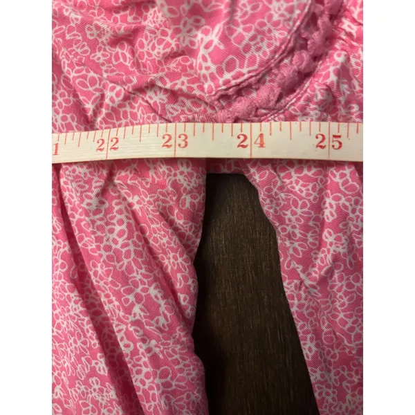 Crown & Ivy Dress XL Pink Floral Ruffle Hem Tassel Boho Preppy Shift - Image 4