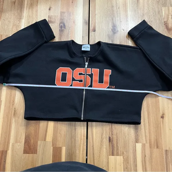 OSU Oregon State Beavers Cropped Zip Sweatshirt Small Black - Image 6