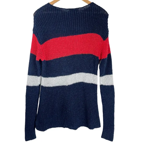 Lauren Ralph Lauren Linen Cotton Open Knit Stripe Sweater Western Sz Large - Image 3